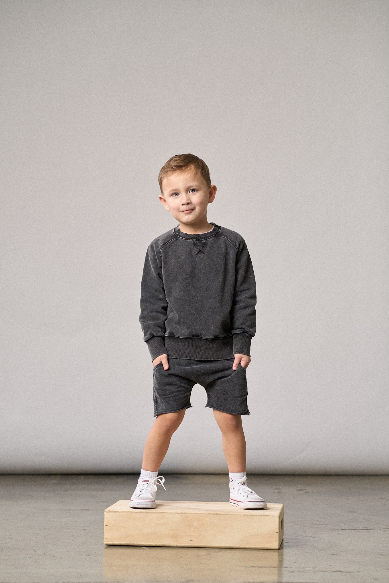 Little Bipsy Acid Wash Raw Edge Harem Short in Black