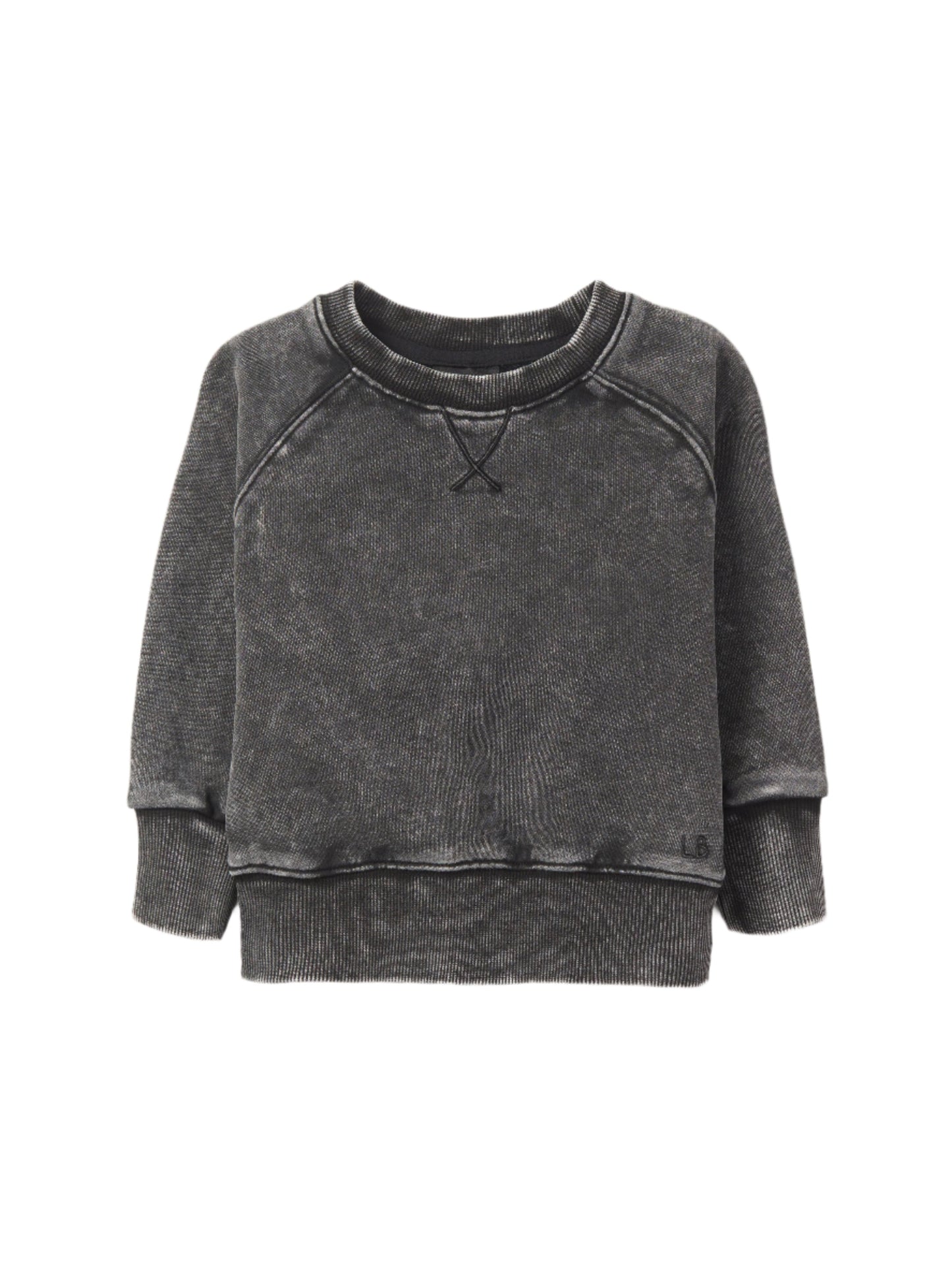 Little Bipsy Acid Wash Crewneck in Black