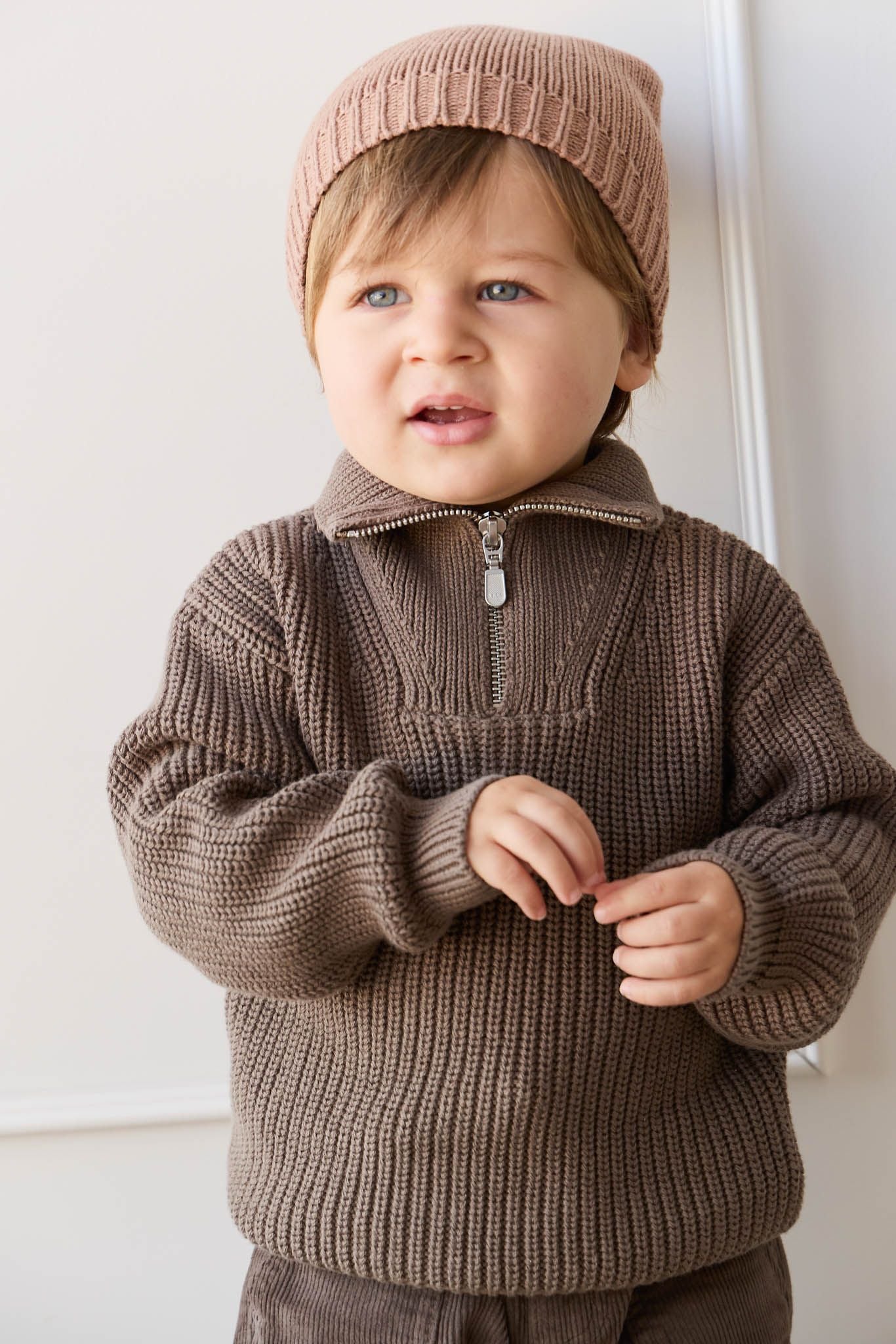 Jamie Kay Nicholas Half Zip Jumper in Tiger Fleck
