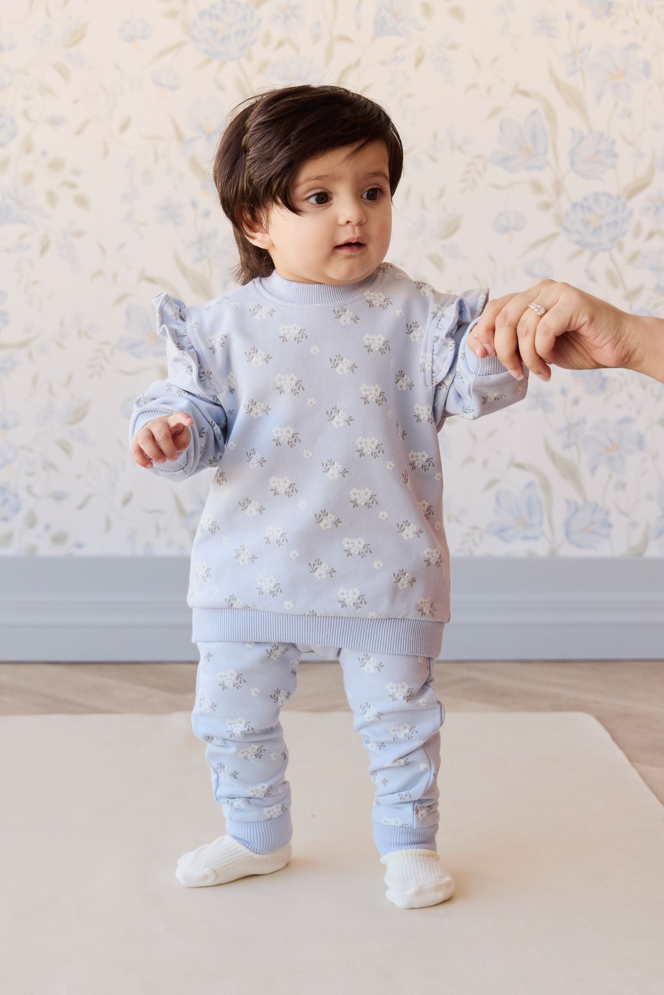 Jamie Kay Organic Cotton Maple Sweatshirt in Rose Floral Smoke