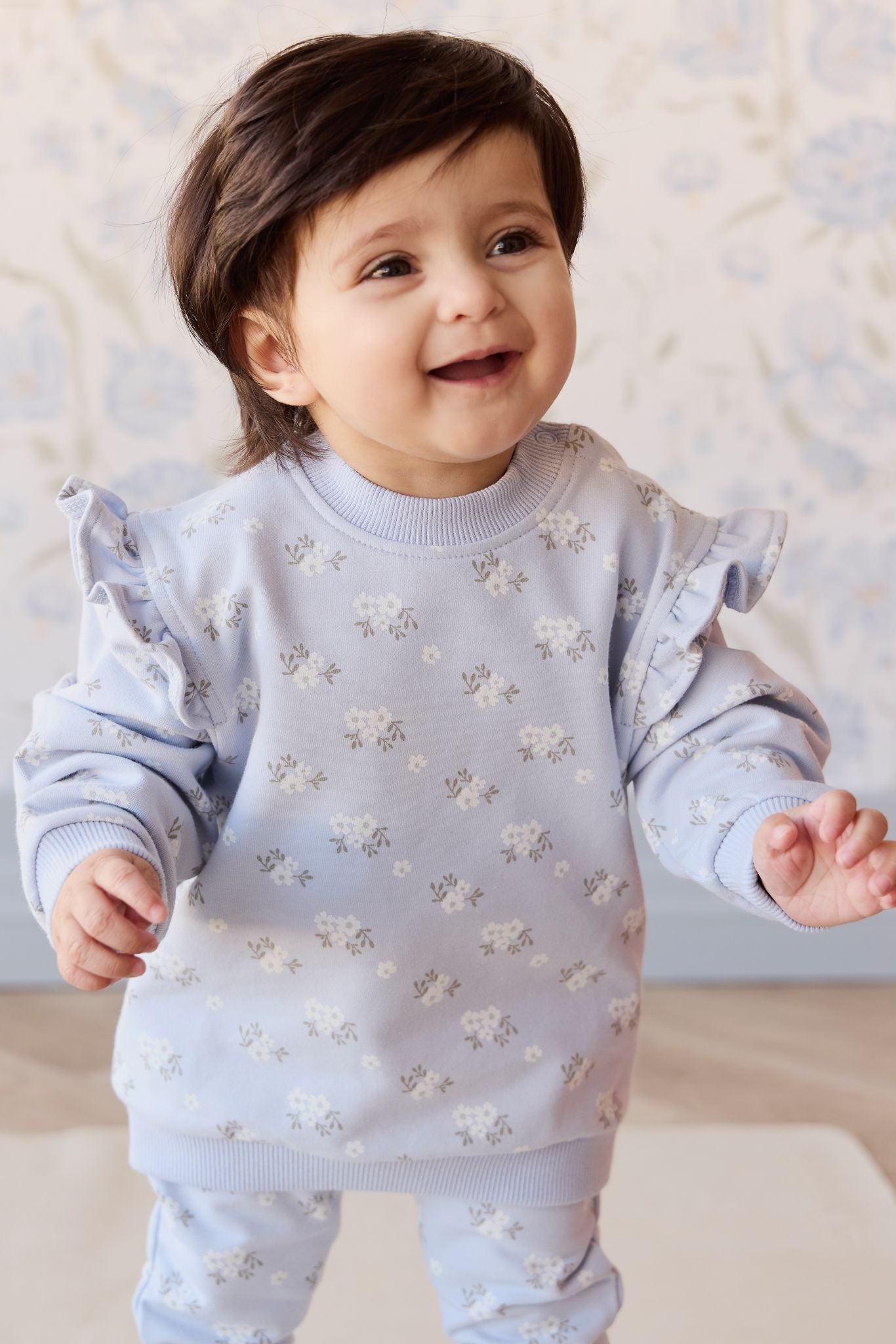 Jamie Kay Organic Cotton Maple Sweatshirt in Rose Floral Smoke