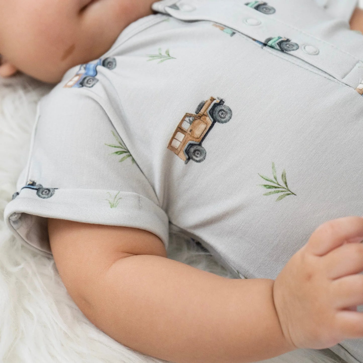 Belan J Bamboo Shortall Romper in Jeeps