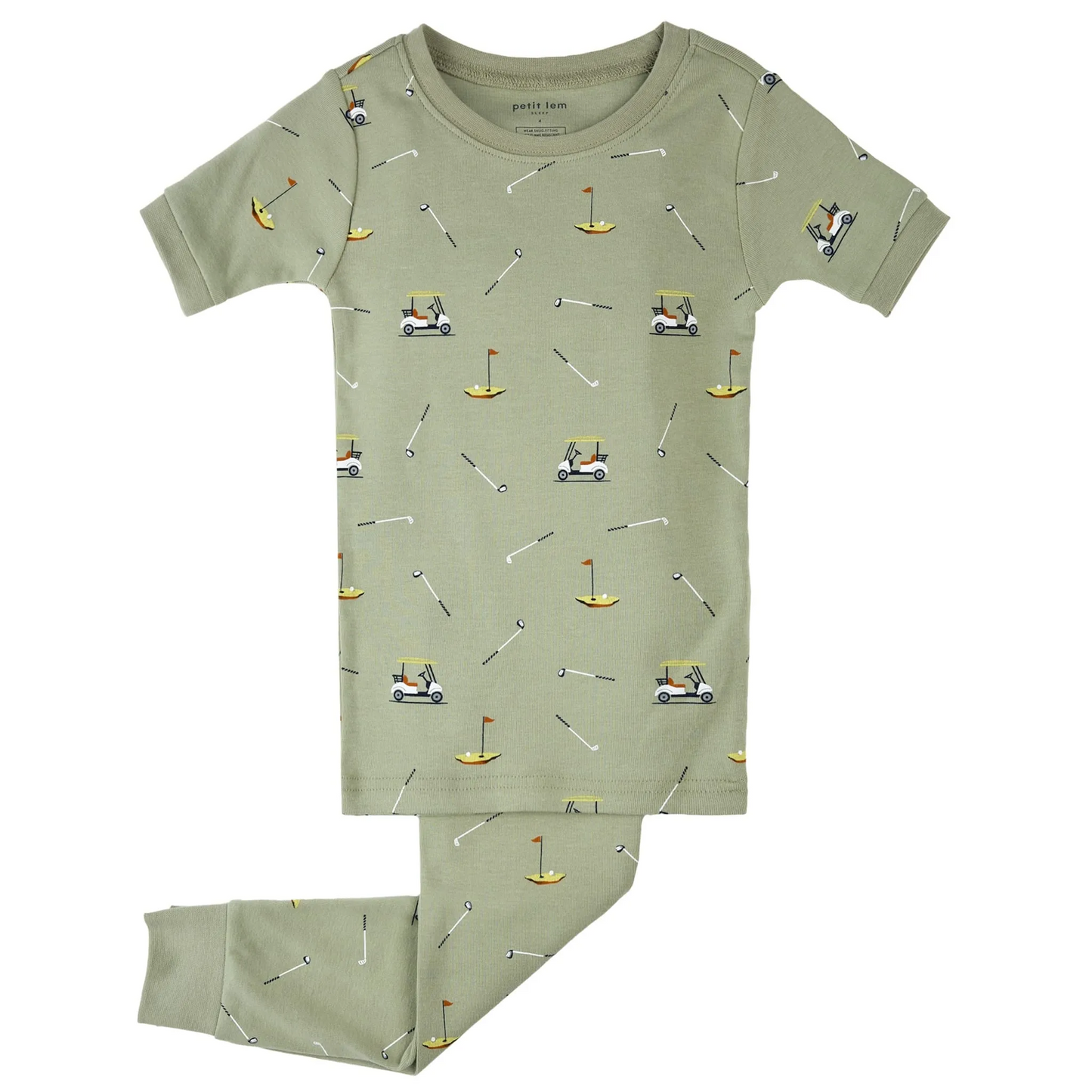 Petit Lem 2 Piece Short Sleeve Pj Set in Golf