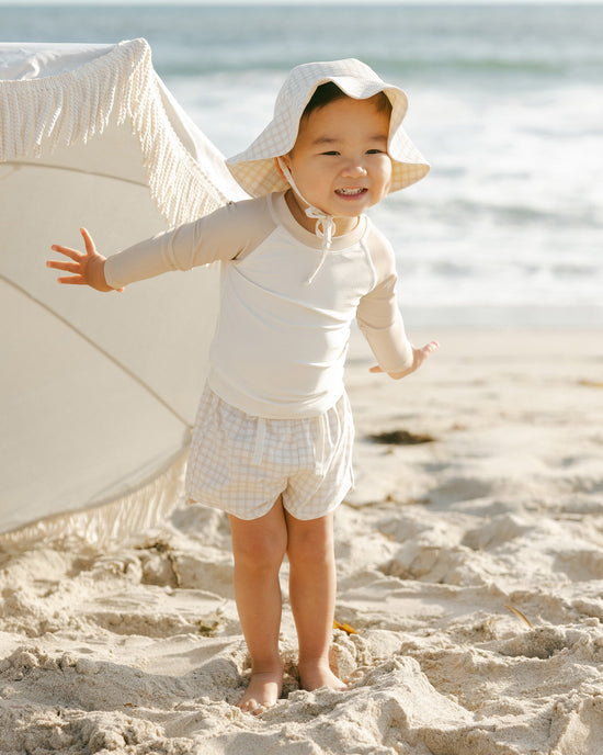 Quincy Mae Swim Short in Oat Check
