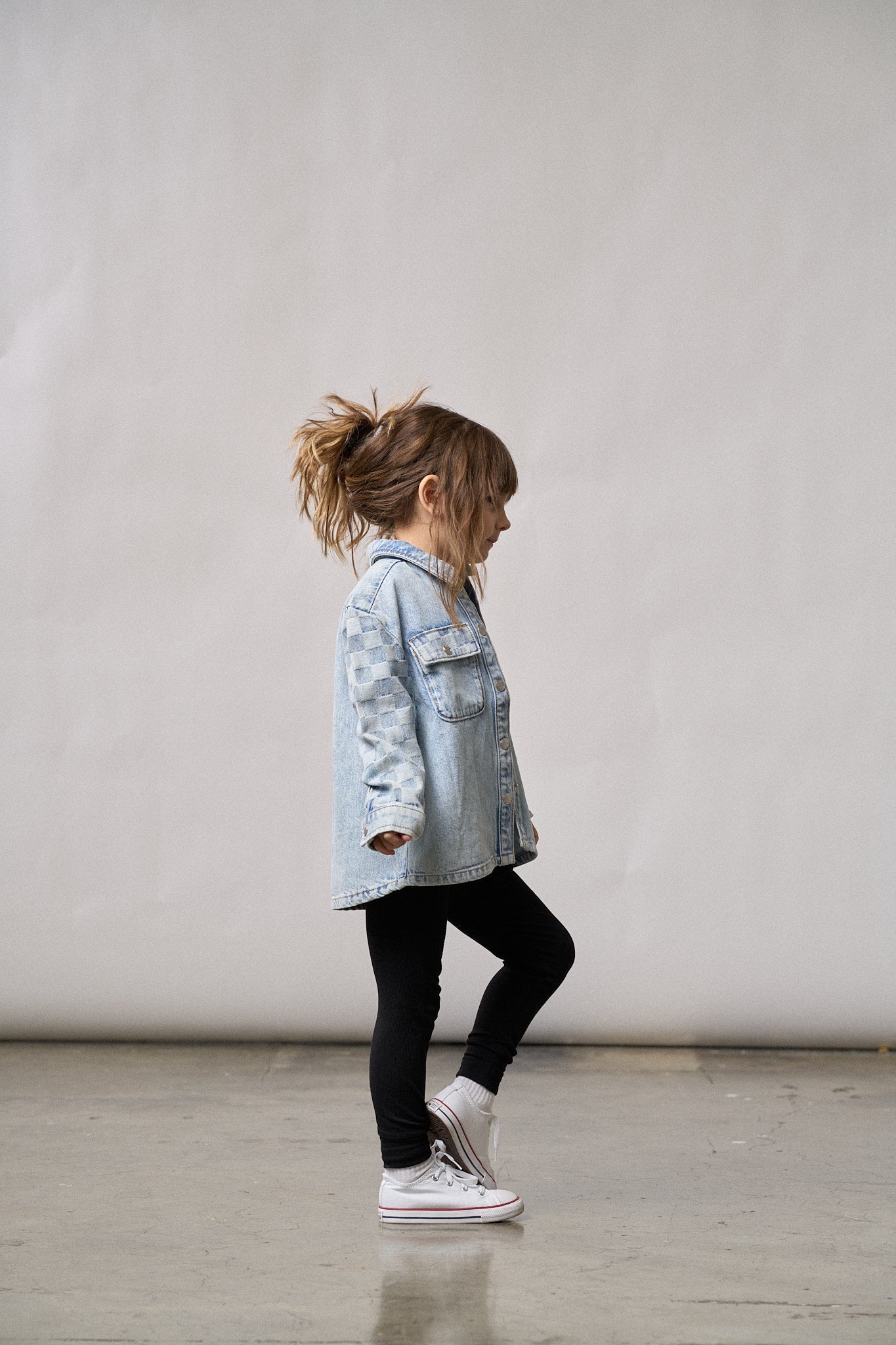 Little Bipsy Checkered Denim Shacket
