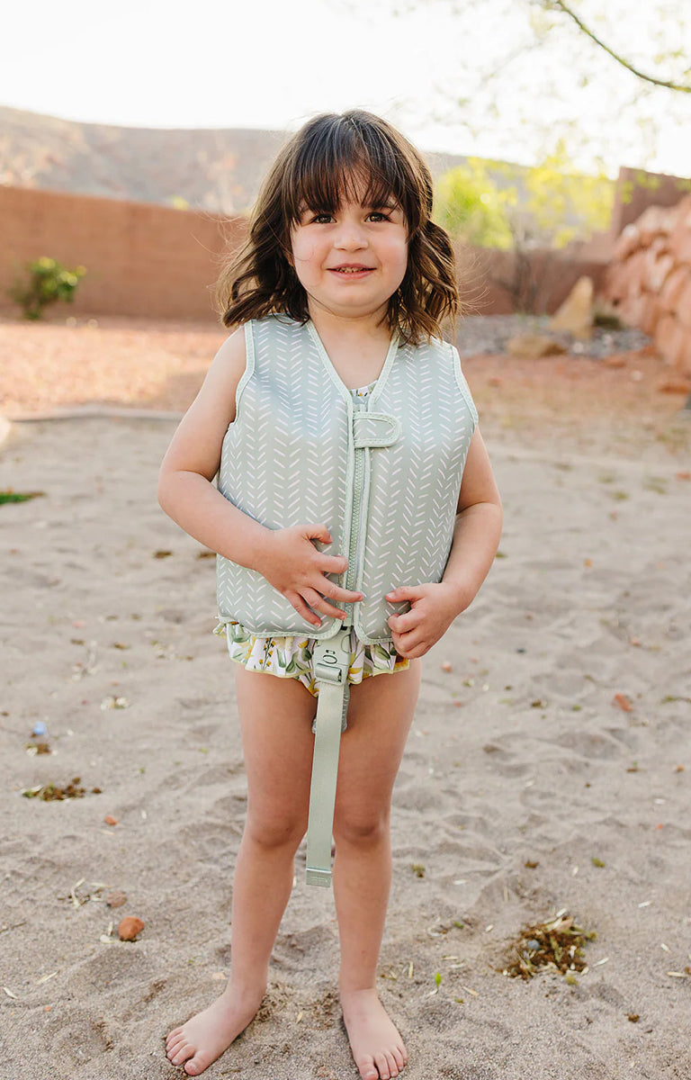 Current Tyed Swim Vest in Blue Herringbone