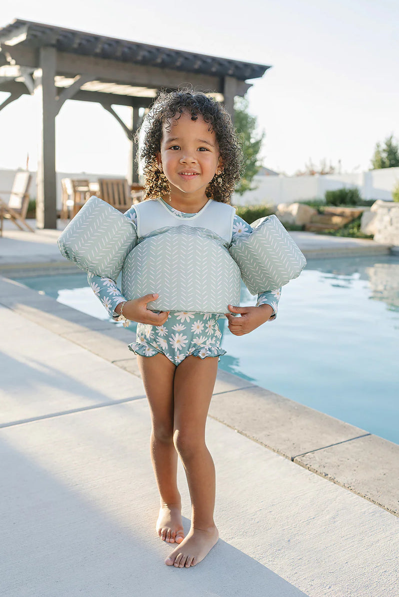 Current Tyed Floaties in Blue Herringbone