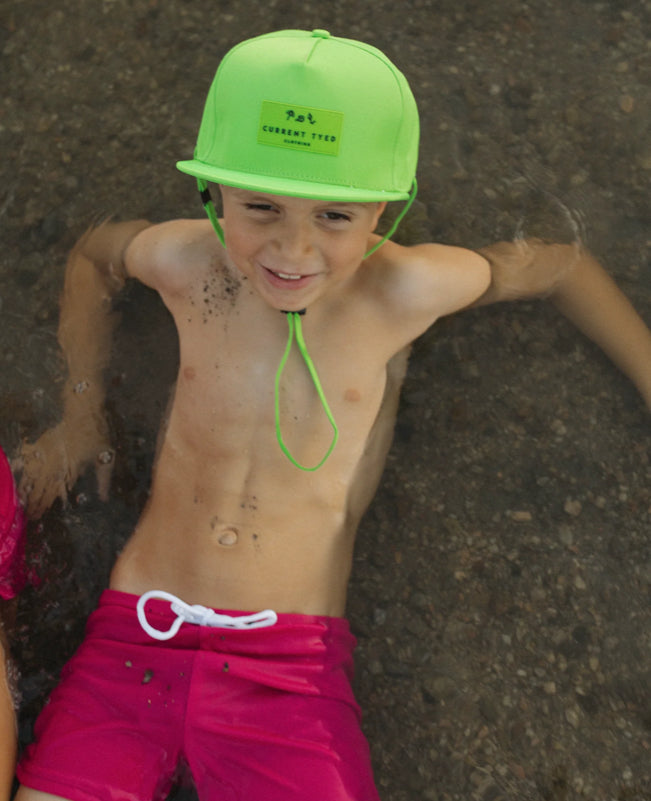 Current Tyed Classic Waterproof Snapback Hat in Neon Green