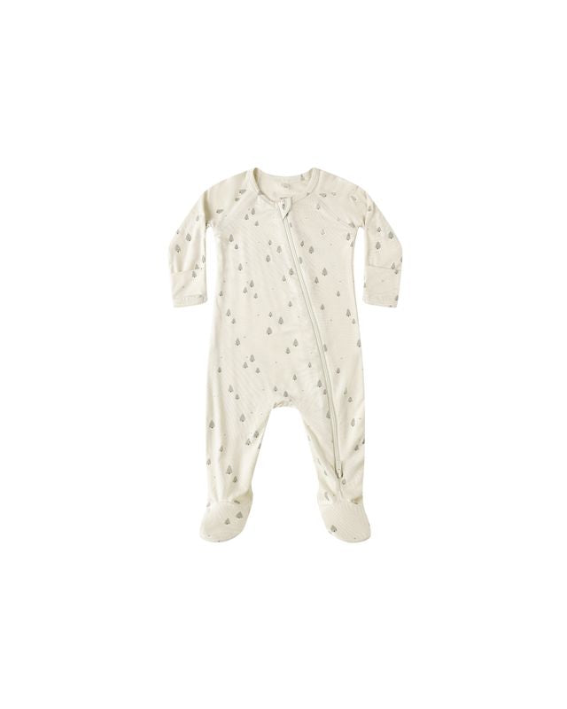 Quincy Mae Bamboo Zip Footie in Trees