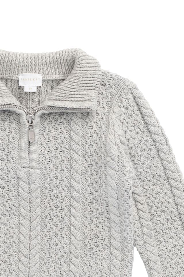 Jamie Kay Clyde Half Zip Jumper in Light Grey Marle