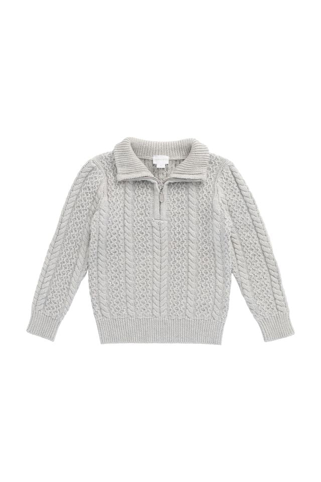 Jamie Kay Clyde Half Zip Jumper in Light Grey Marle