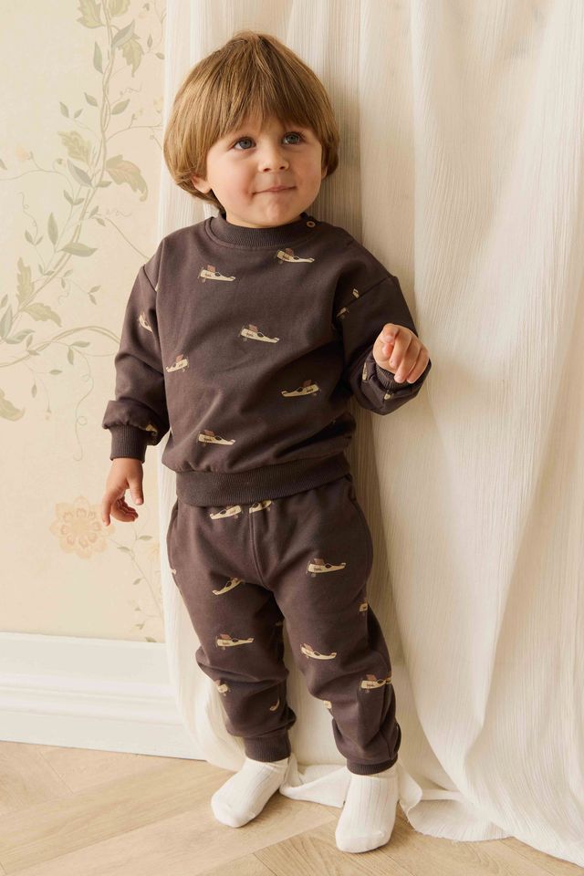 Jamie Kay Organic Cotton Dominic Trackpant in Pilot Planes Bistre