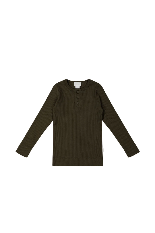 Jamie Kay Organic Cotton Modal Henley Top in Bistre