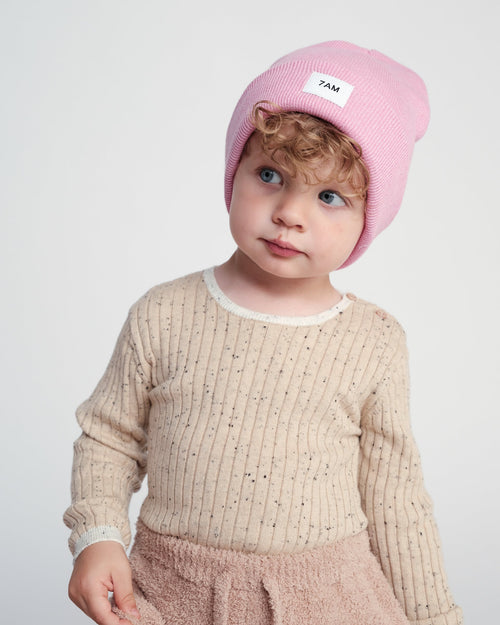 7AM Enfant Heather Beanie in Light Pink