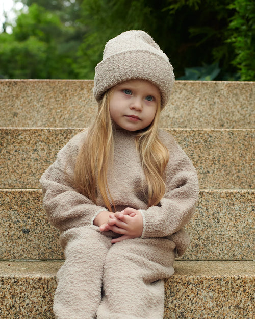 7AM Enfant Fuzzy Ribbed Beanie in Taupe