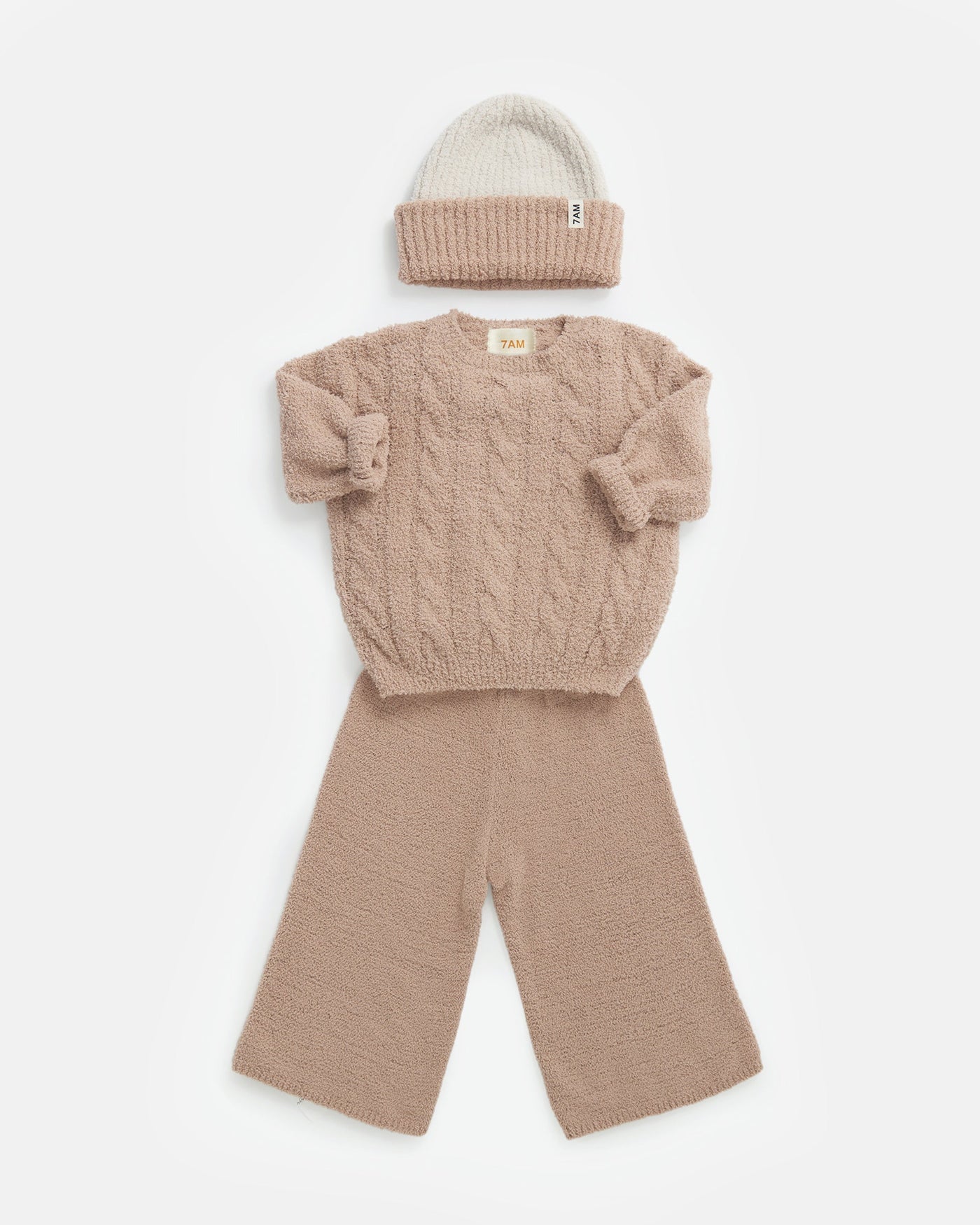 7AM Enfant Fuzzy Wide Pants in Pecan