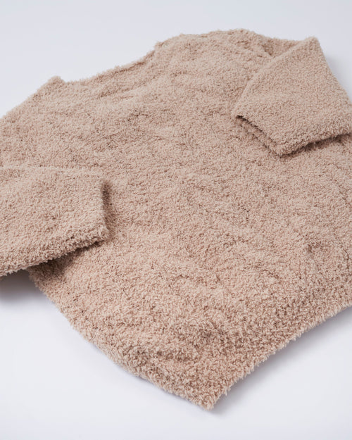 7AM Enfant Fuzzy Boxy Cable Sweater in Pecan