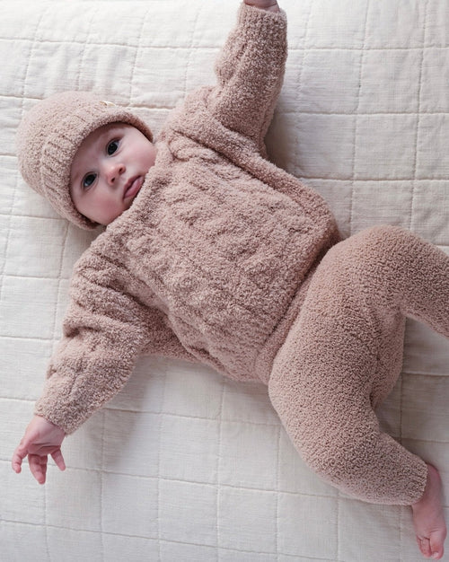 7AM Enfant Fuzzy Boxy Cable Sweater in Pecan