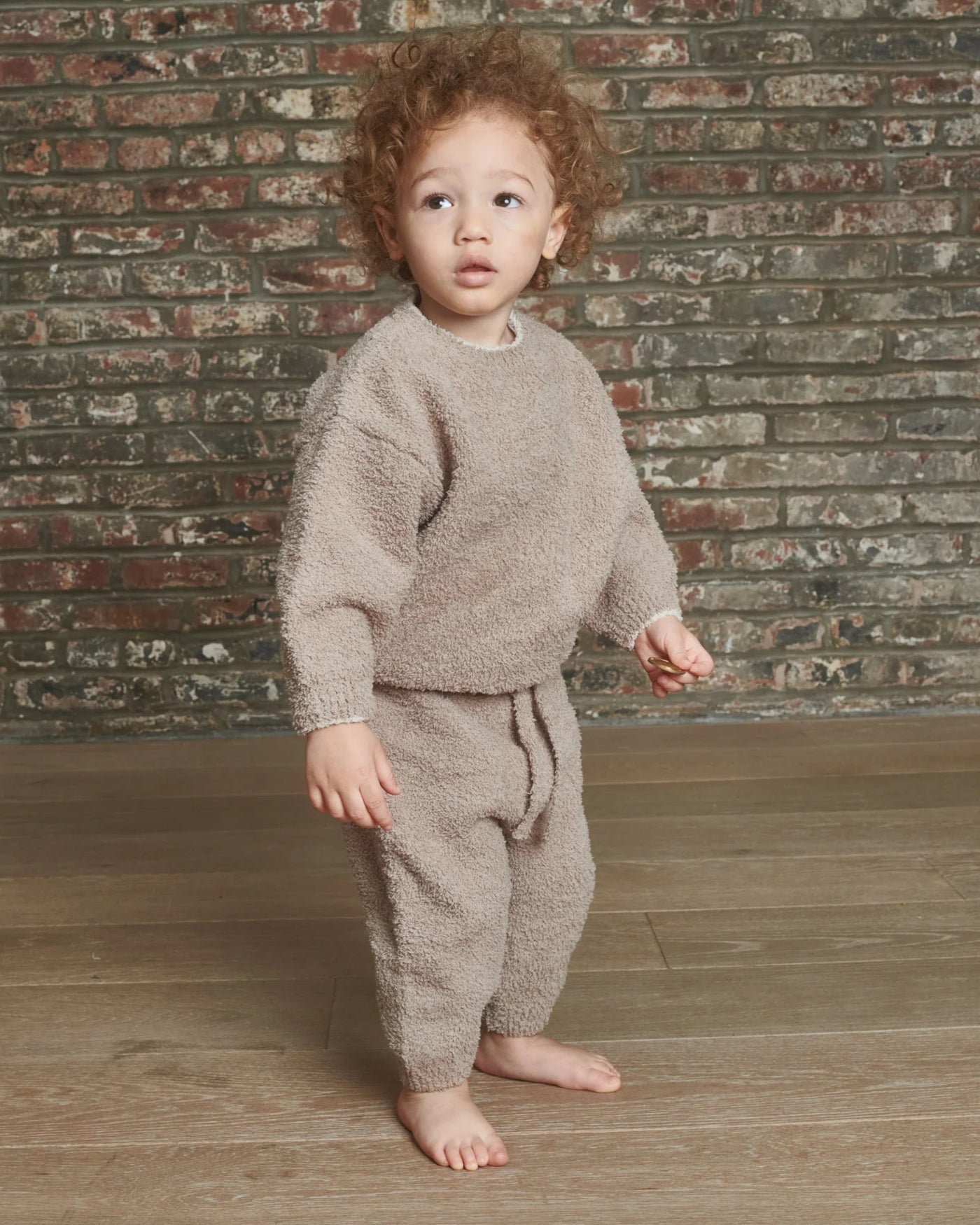 7AM Enfant Fuzzy Boxy Sweater in Taupe