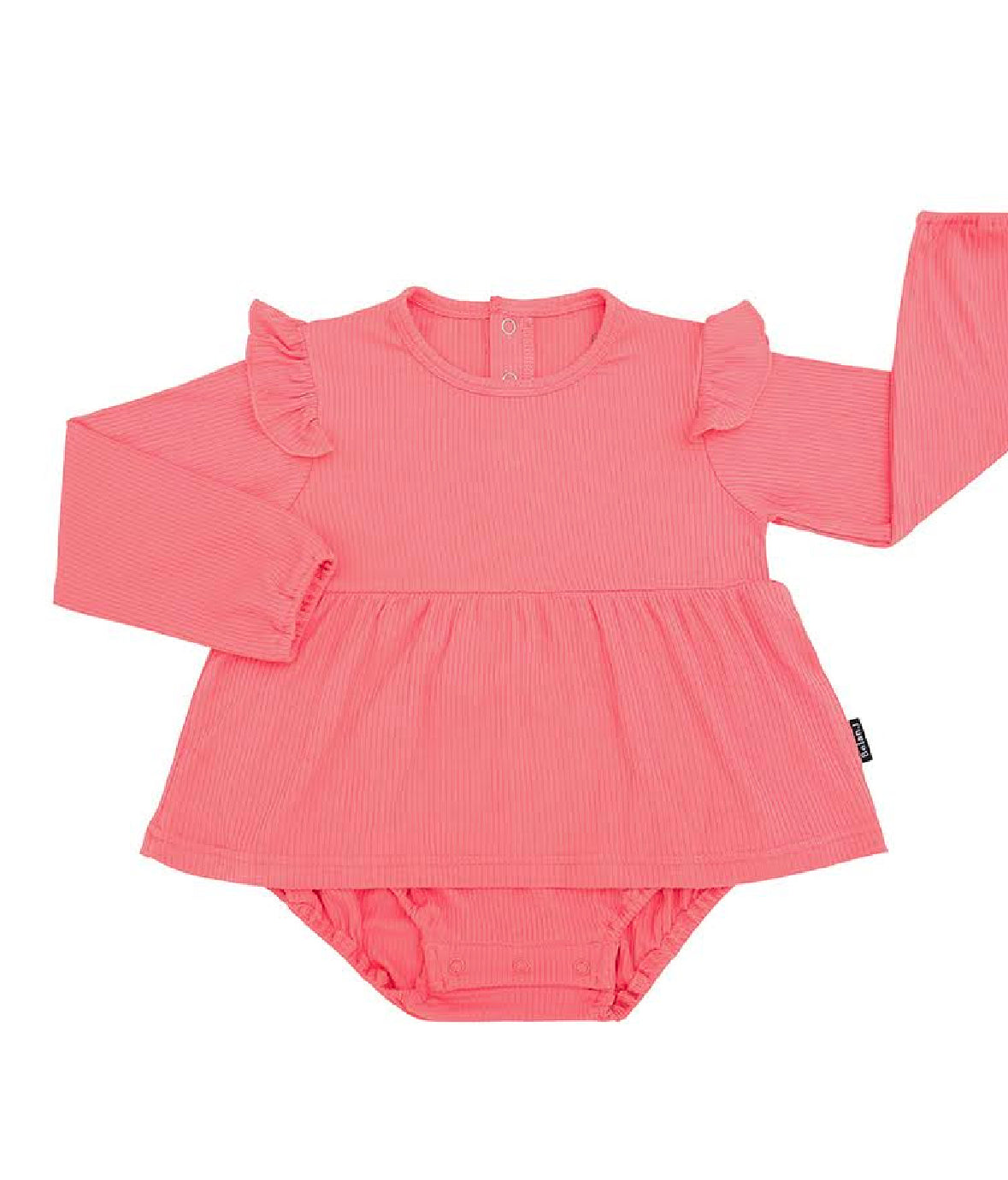 Belan J Ribbed Bamboo Long Sleeve Skirted Onesie in Candy Pink