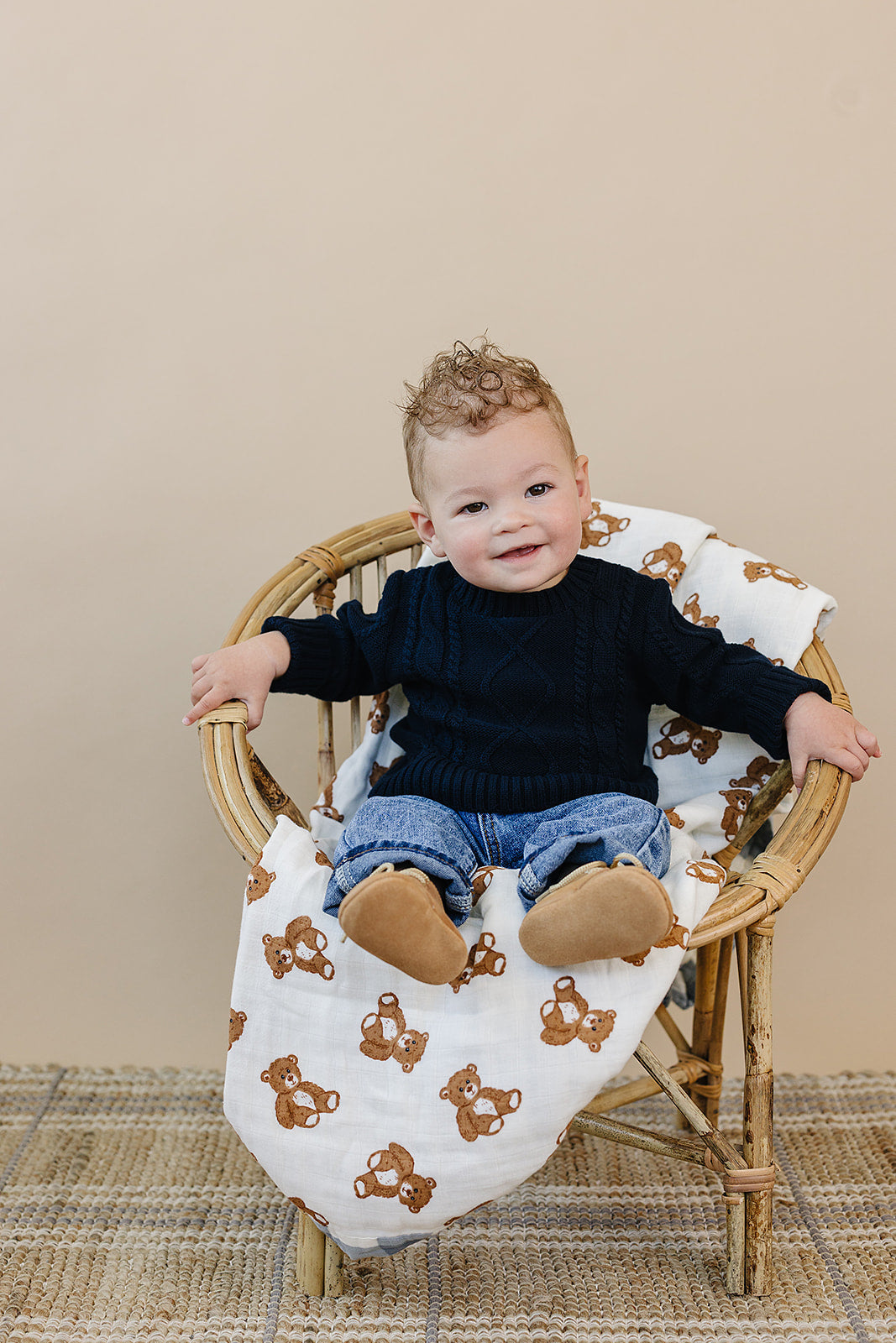 Mebie Baby Navy Cable Knit Sweater