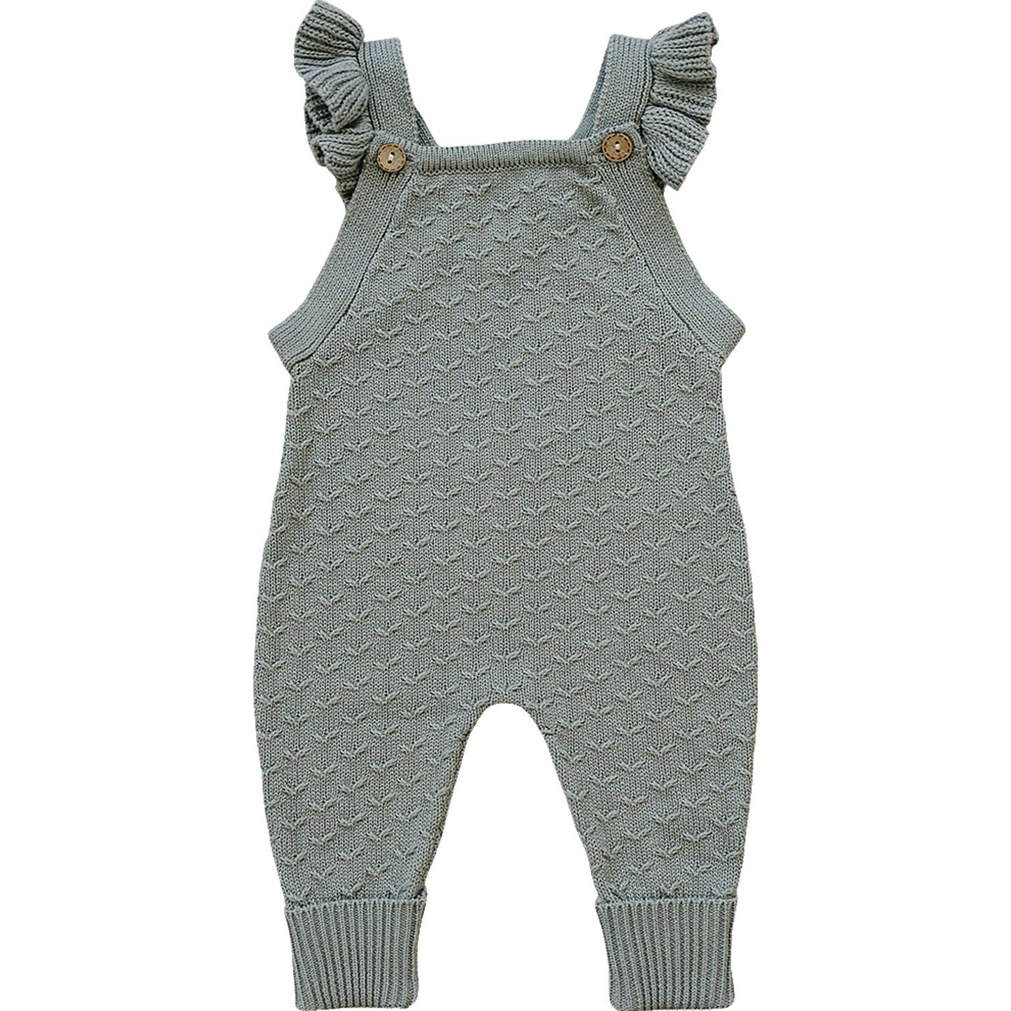 Mebie Baby Sage Green Ruffle Knit Overalls