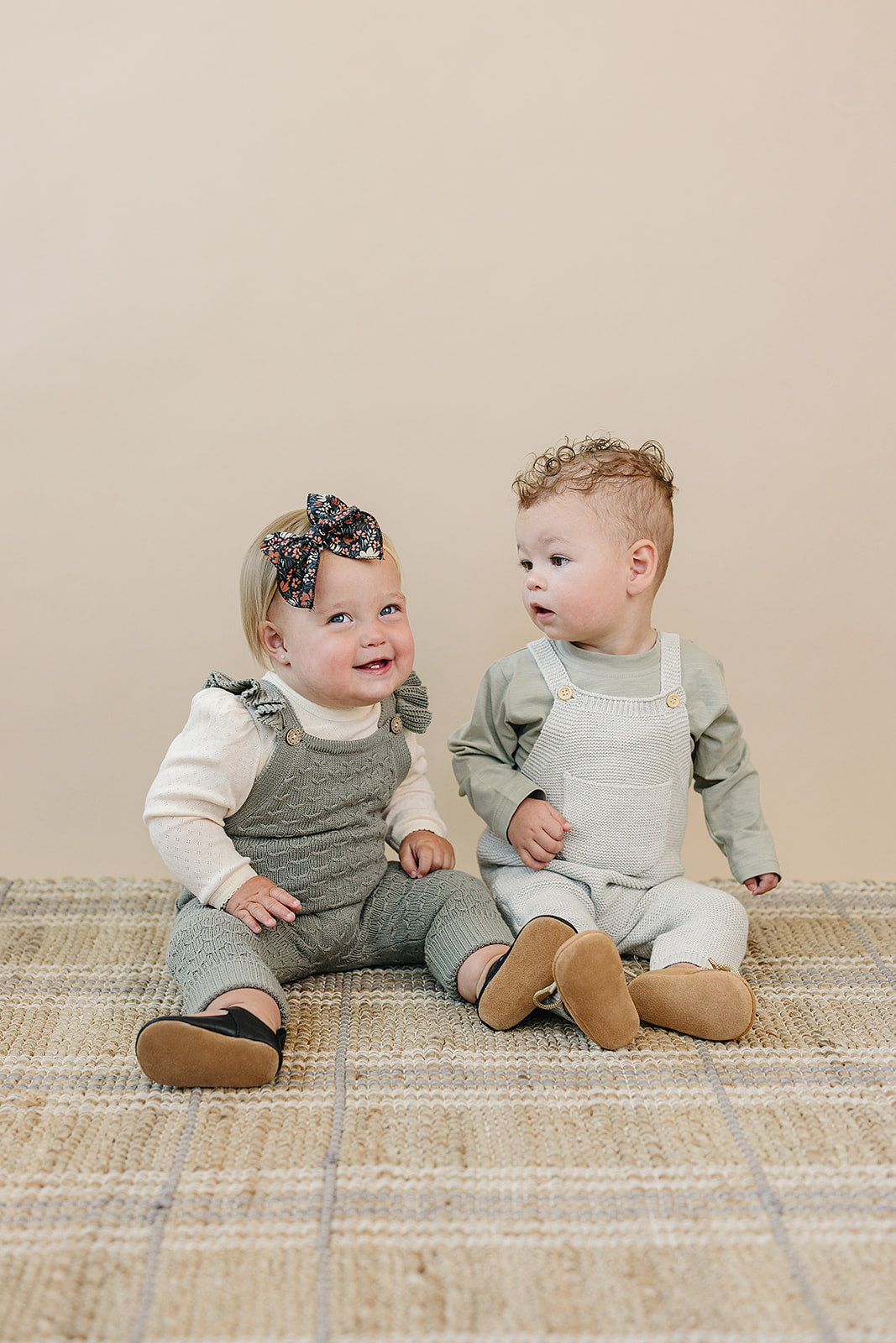 Mebie Baby Sage Green Ruffle Knit Overalls