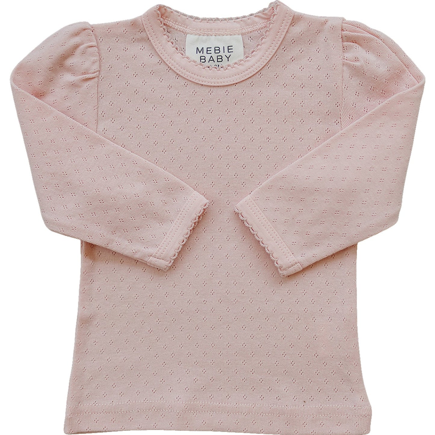 Mebie Baby Pink Pointelle Long Sleeve Tee