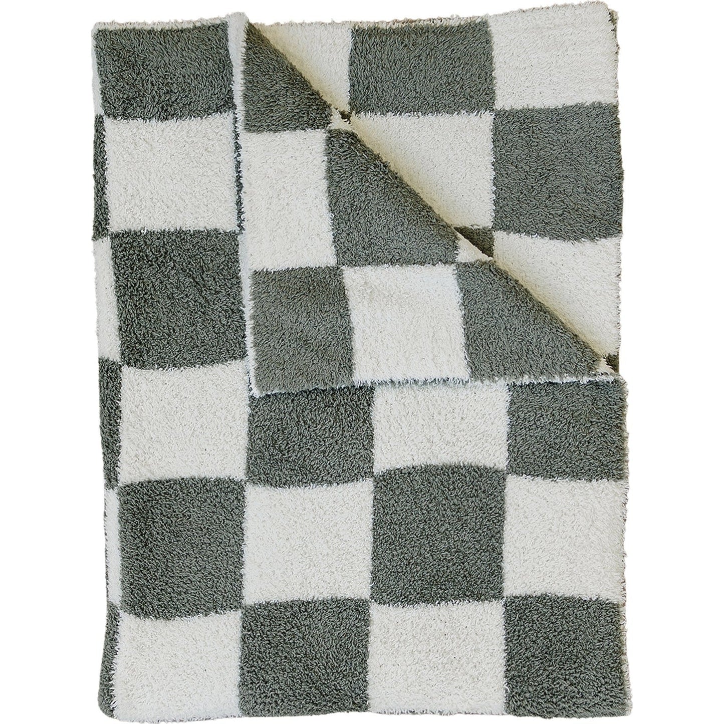 Mebie Baby Green Checkered Plush Blankets