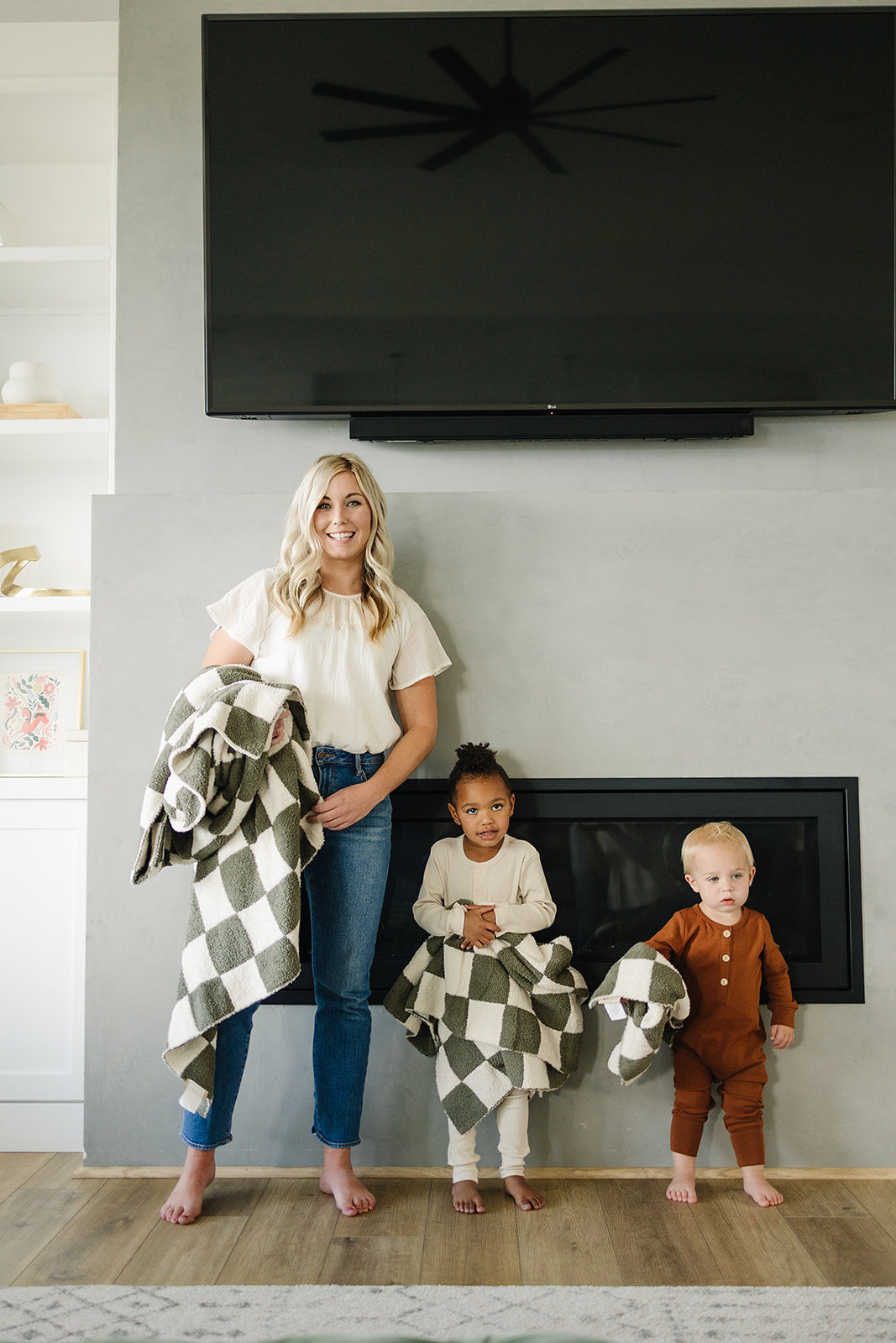 Mebie Baby Green Checkered Plush Blankets