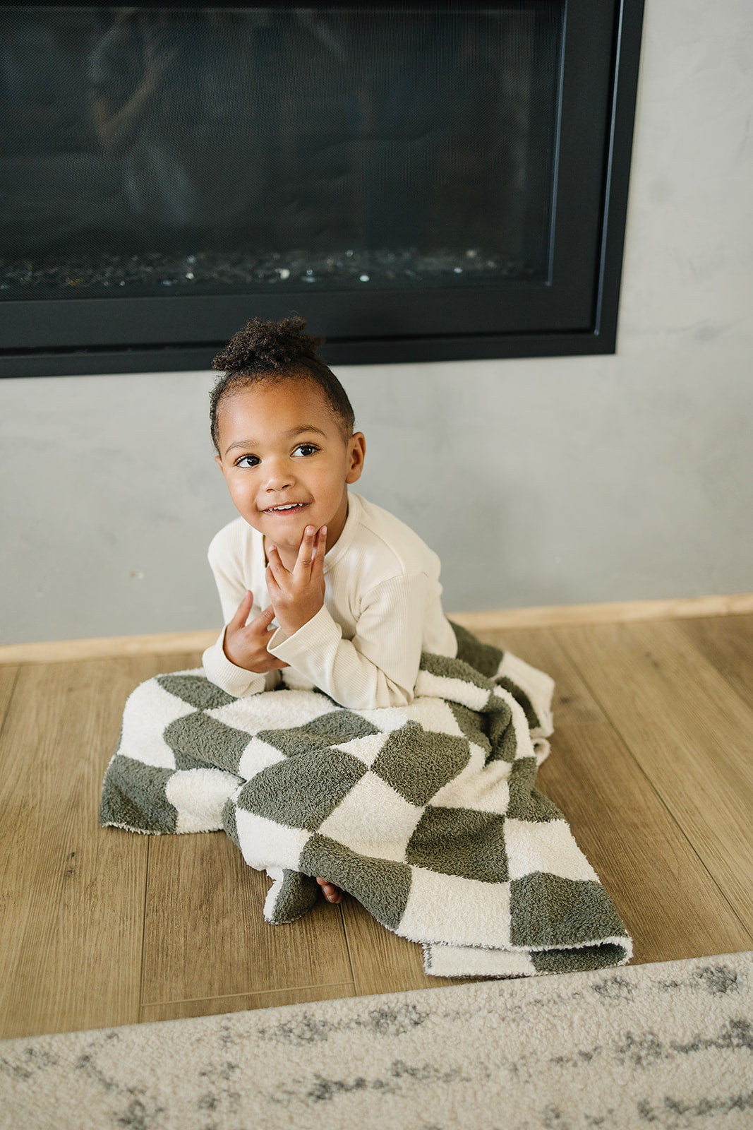 Mebie Baby Green Checkered Plush Blankets