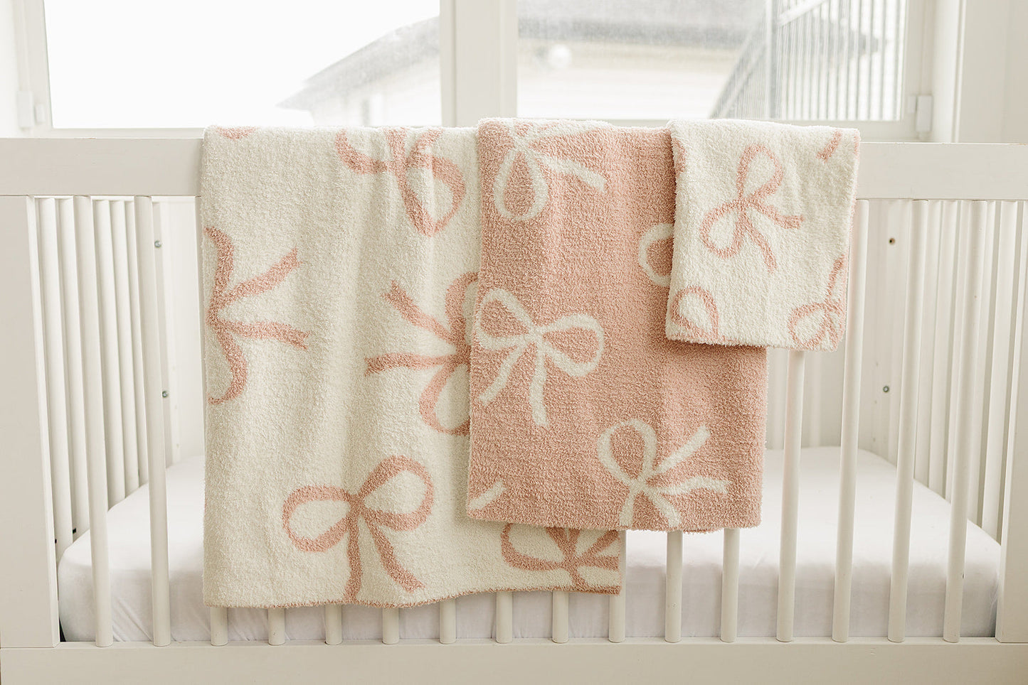 Mebie Baby Pink Bow Plush Blankets