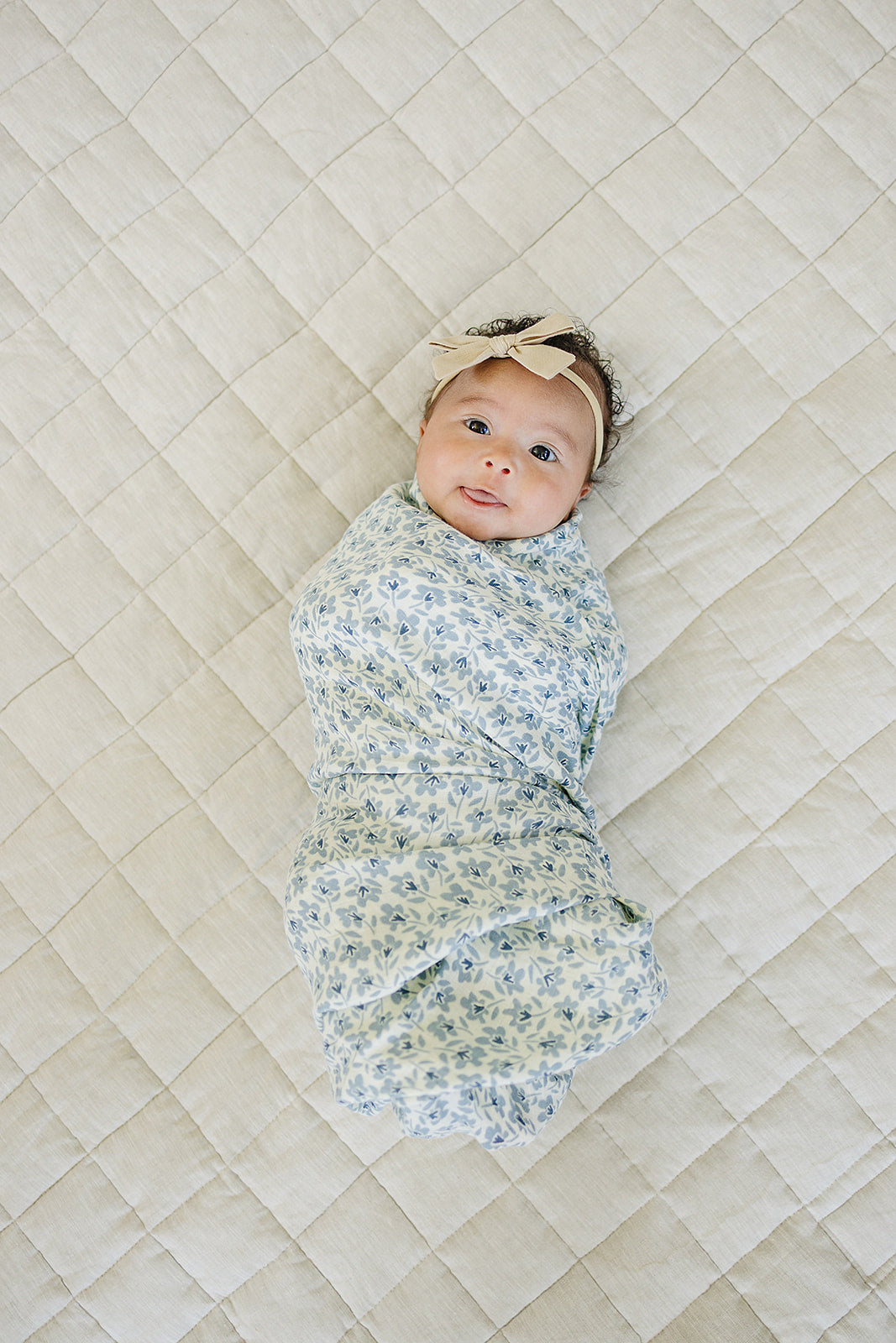 Mebie Baby Blue Blossom Muslin Swaddle Blanket
