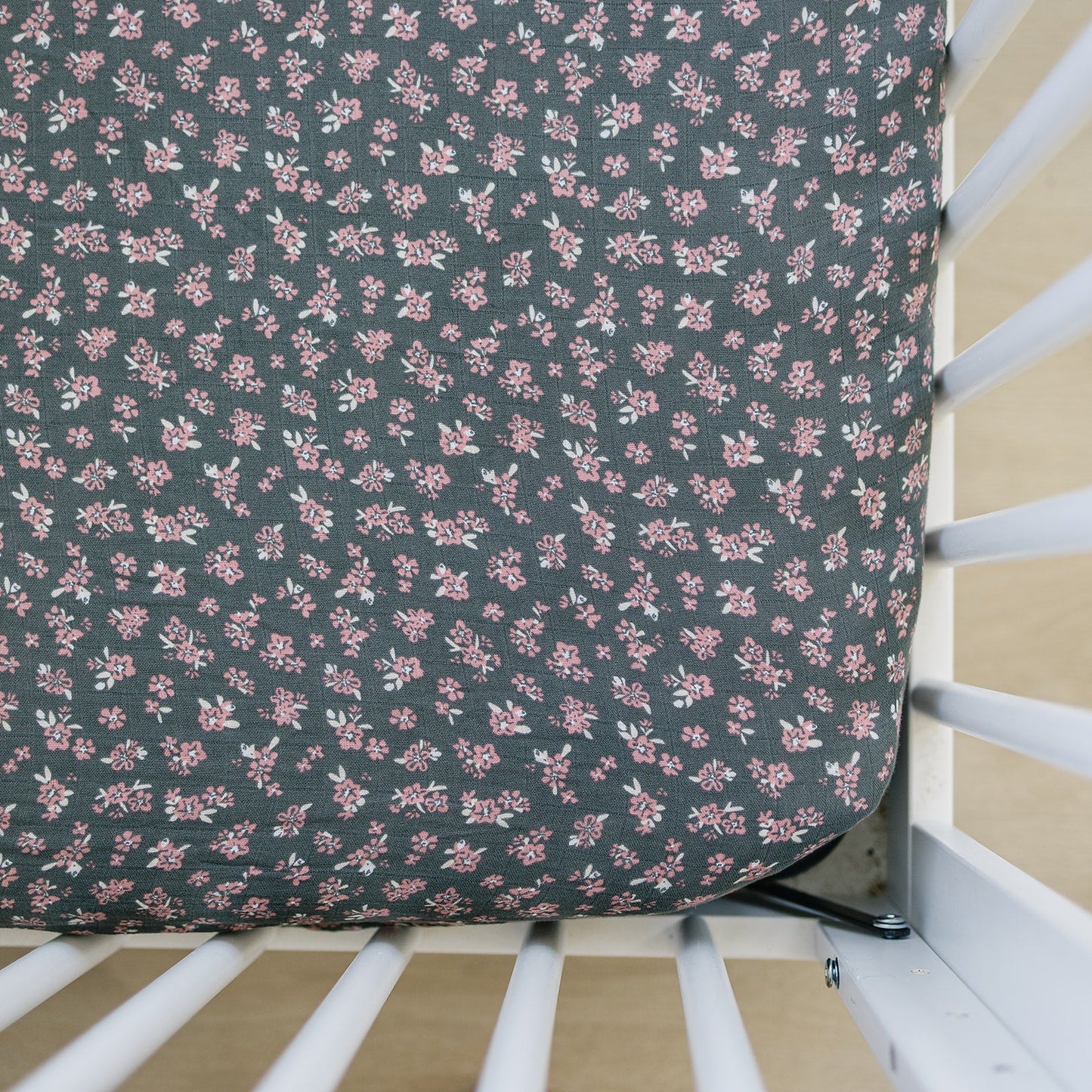 Mebie Baby Muslin Crib Sheet in Olive Bloom