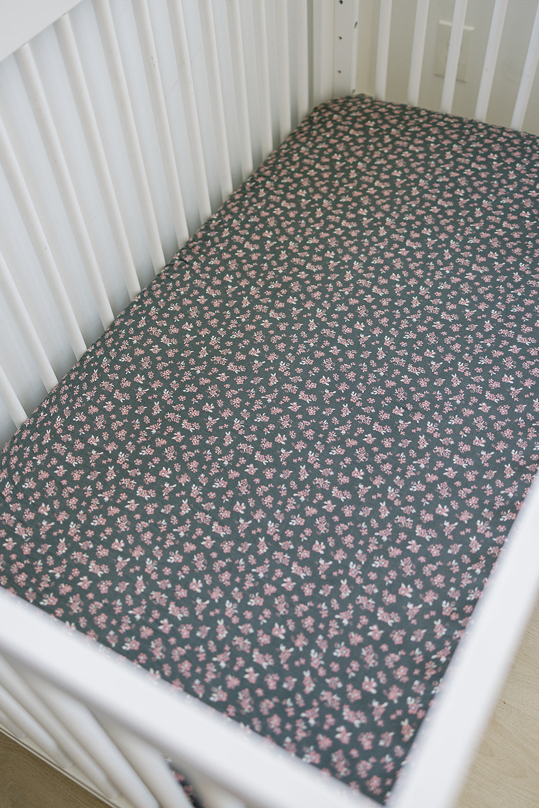 Mebie Baby Muslin Crib Sheet in Olive Bloom
