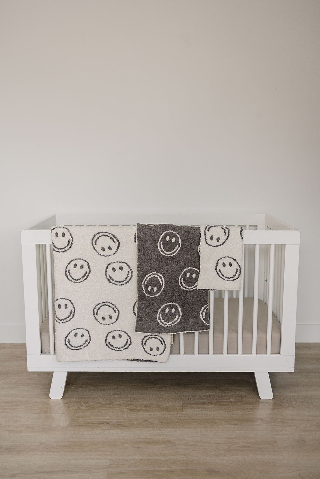Mebie Baby Charcoal Smiley Plush Blankets