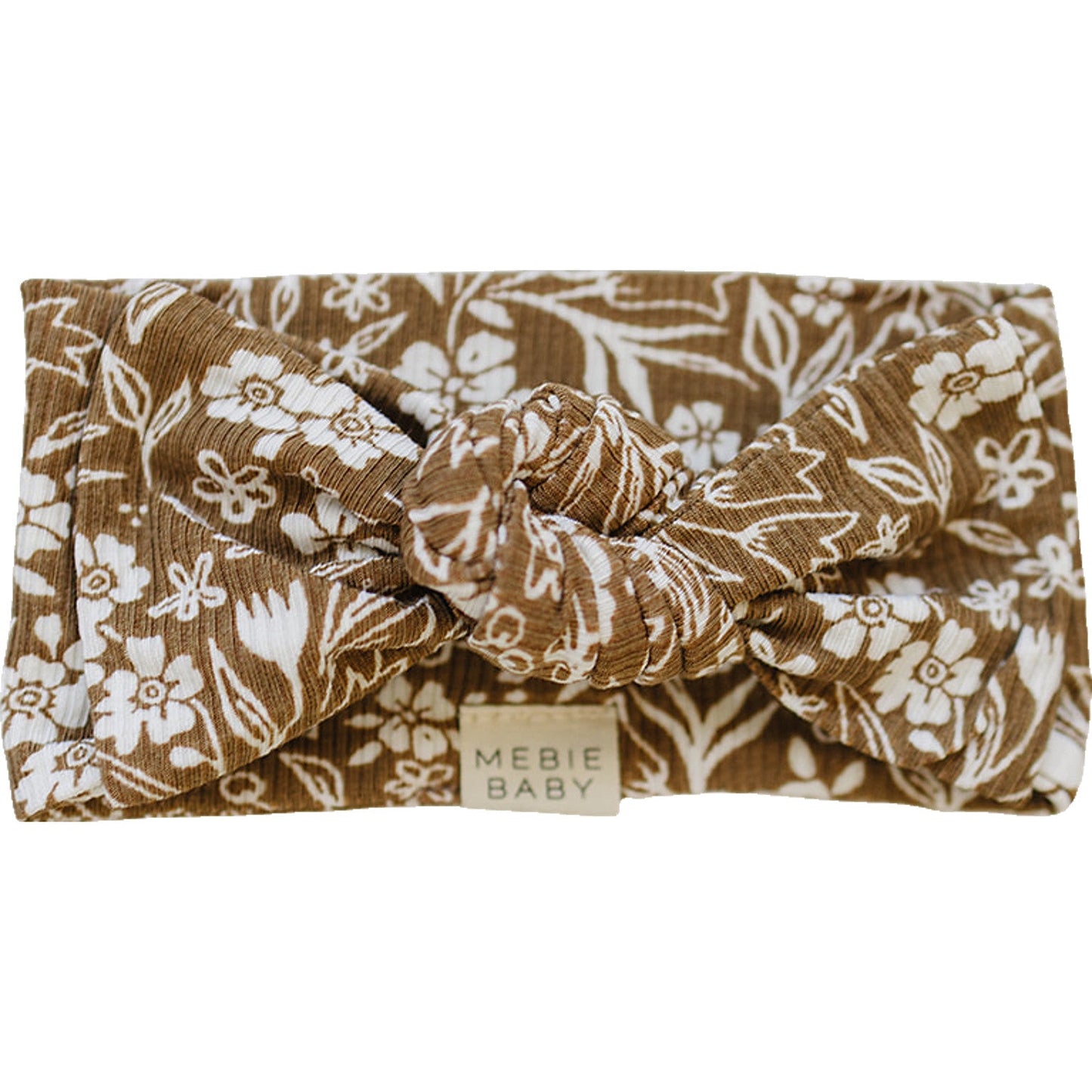 Mebie Baby Ribbed Bamboo Head Wrap in Brown Floral