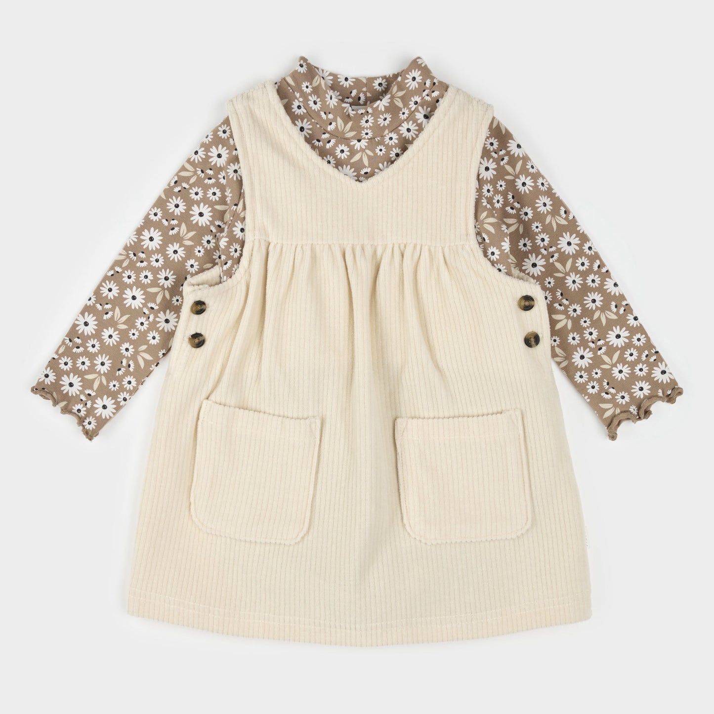 Petit Lem Corduroy Overall Dress Set in Daisy