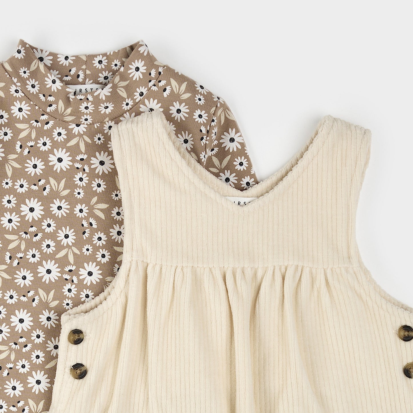 Petit Lem Corduroy Overall Dress Set in Daisy