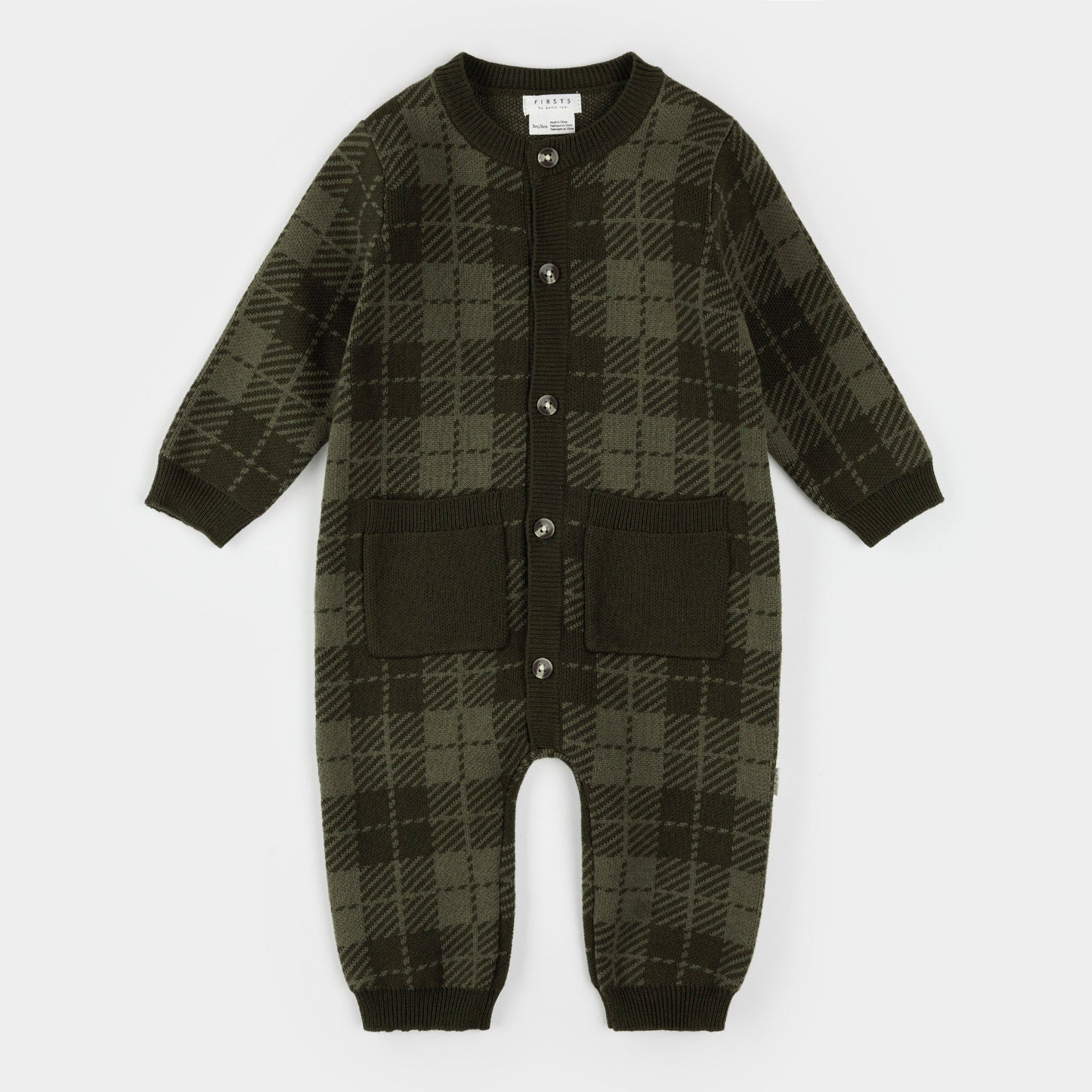Petit Lem Knit Playsuit in Farm Green Gingham