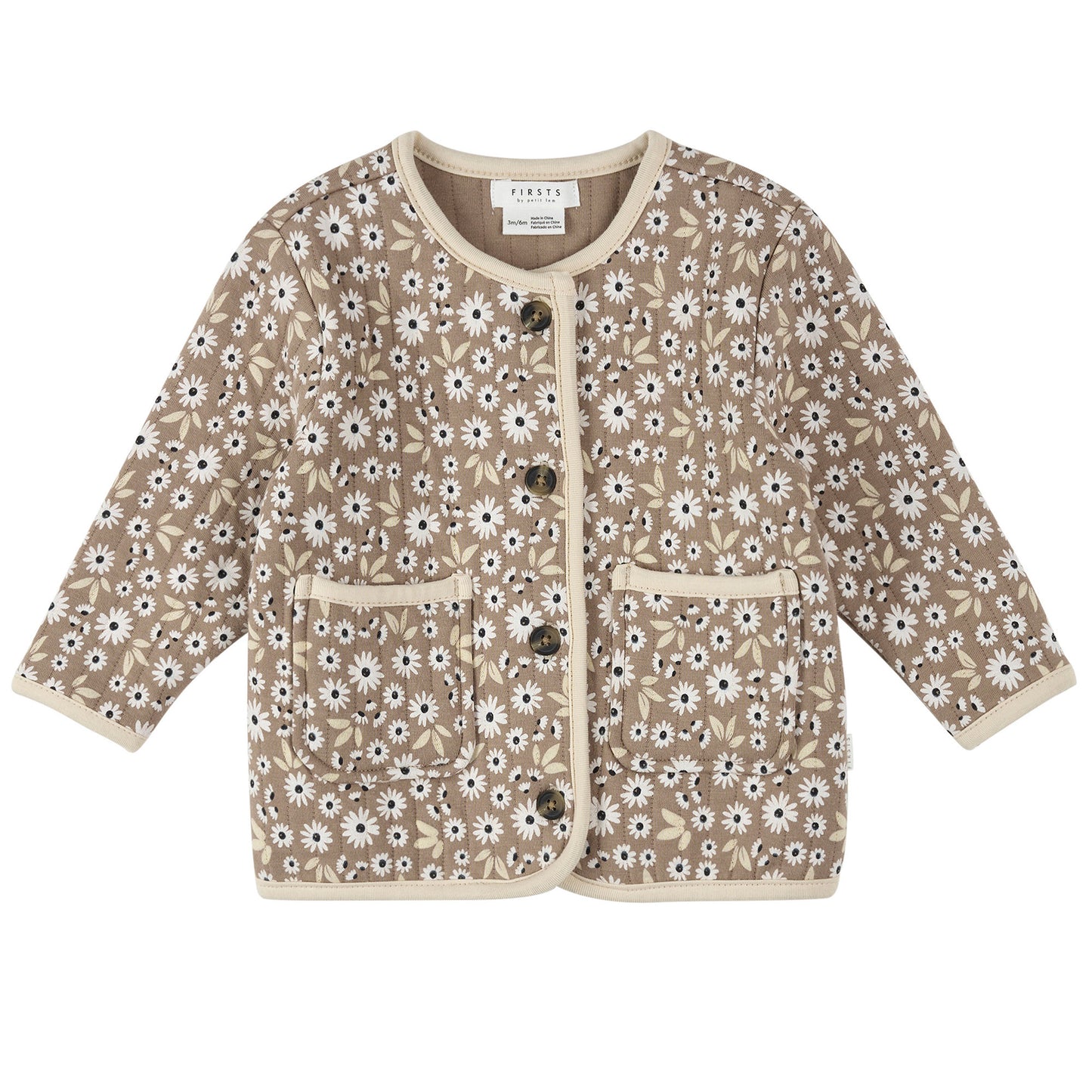 Petit Lem Quilted Cardigan in Sand Dune Floral