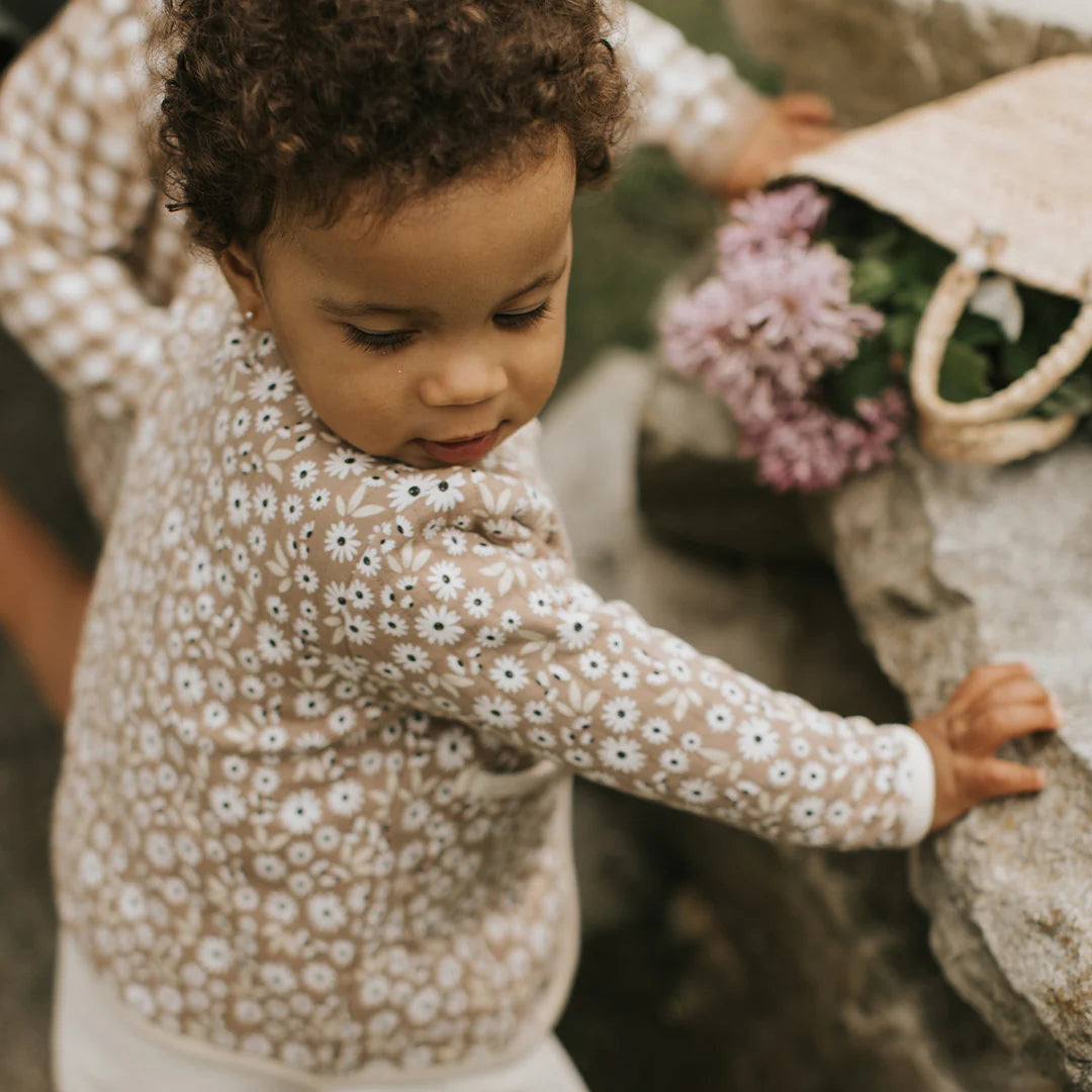 Petit Lem Quilted Cardigan in Sand Dune Floral