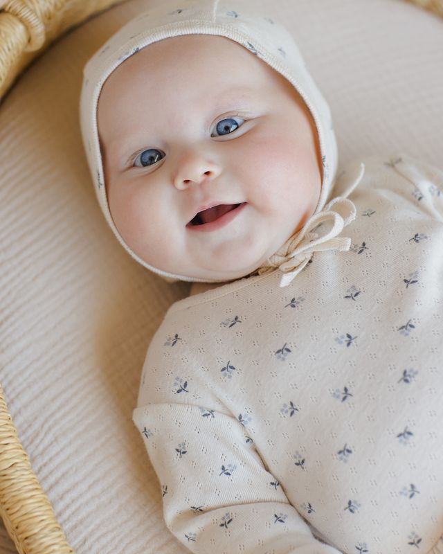 Quincy Mae Baby Bonnet in Blue Ditsy