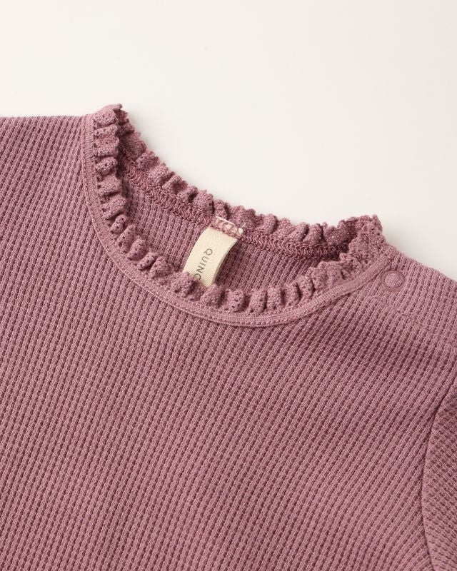 Quincy Mae Long Sleeve Waffle Bodysuit in Mulberry