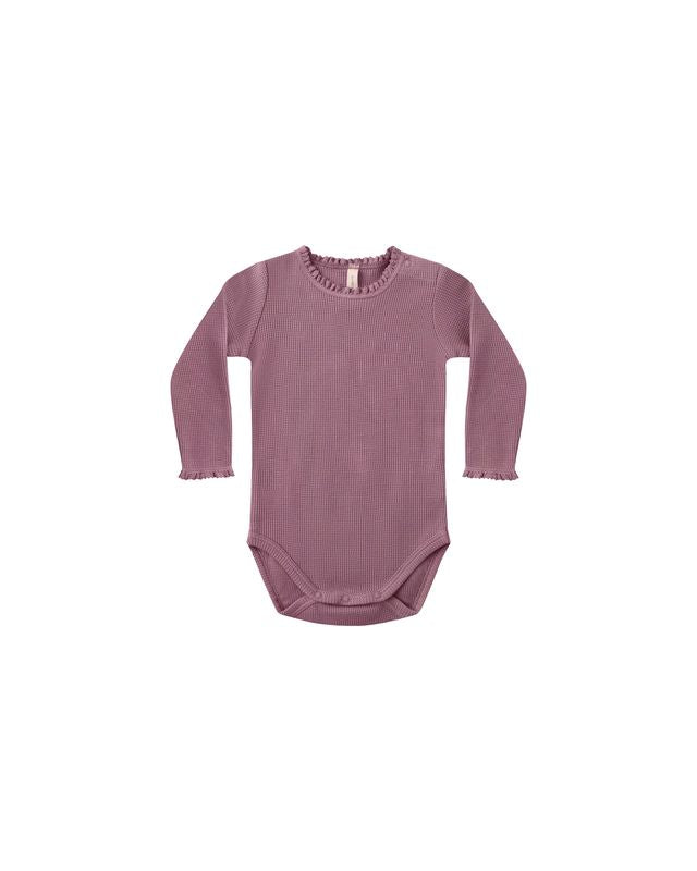 Quincy Mae Long Sleeve Waffle Bodysuit in Mulberry