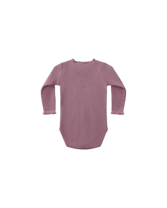 Quincy Mae Long Sleeve Waffle Bodysuit in Mulberry