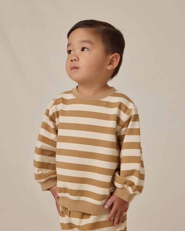 Quincy Mae Oversized Crew Sweatshirt in Gold Stripe