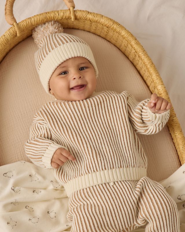 Quincy Mae Knit Beanie in Gold