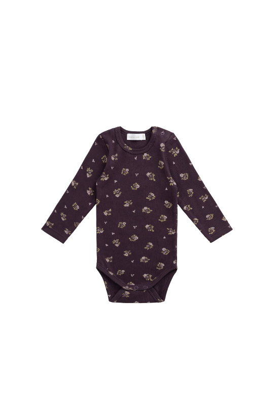 Jamie Kay Fine Rib Long Sleeve Bodysuit in Simone Huckleberry