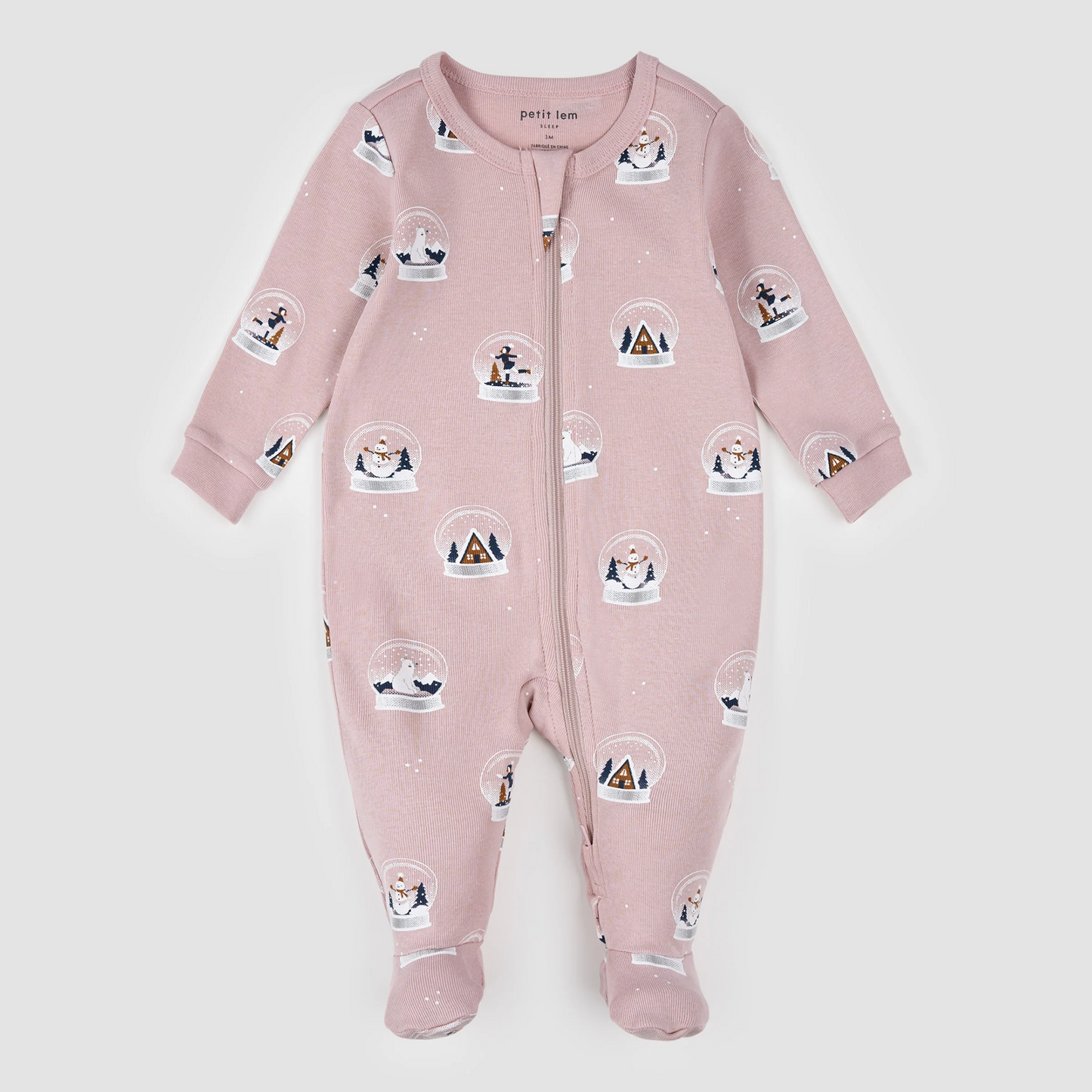 Petit Lem Footed Sleeper in Snowglobe on Violet